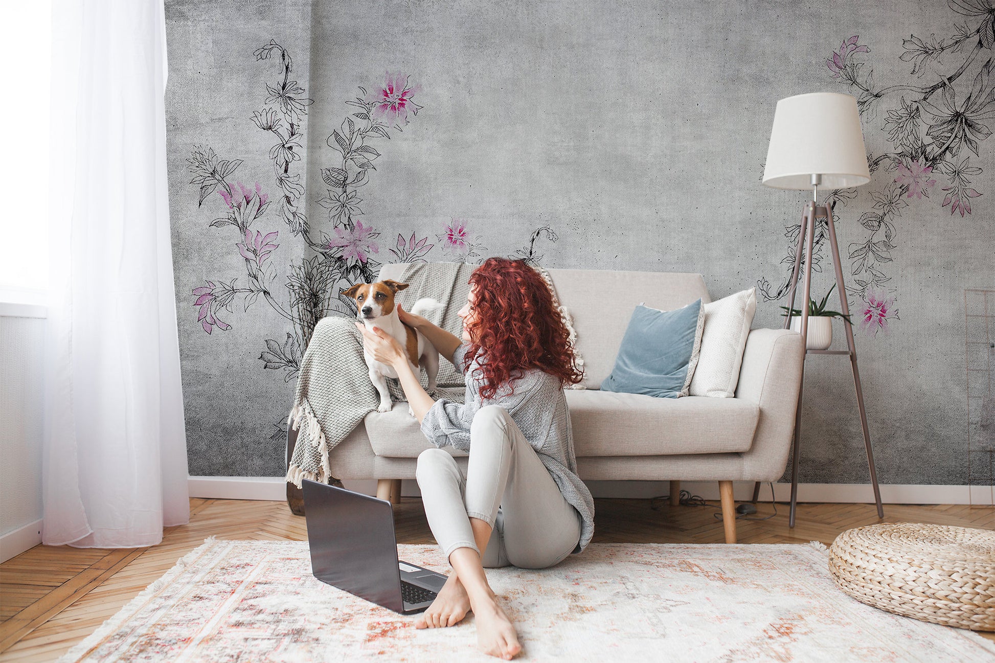 Garden Flowers Floral Wallpaper Self Adhesive Peel and Stick Wall Sticker Wall Decoration Minimal Scandinavian Design Removable