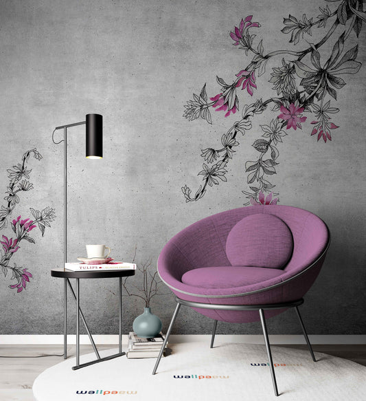 Garden Flowers Floral Wallpaper Self Adhesive Peel and Stick Wall Sticker Wall Decoration Minimal Scandinavian Design Removable