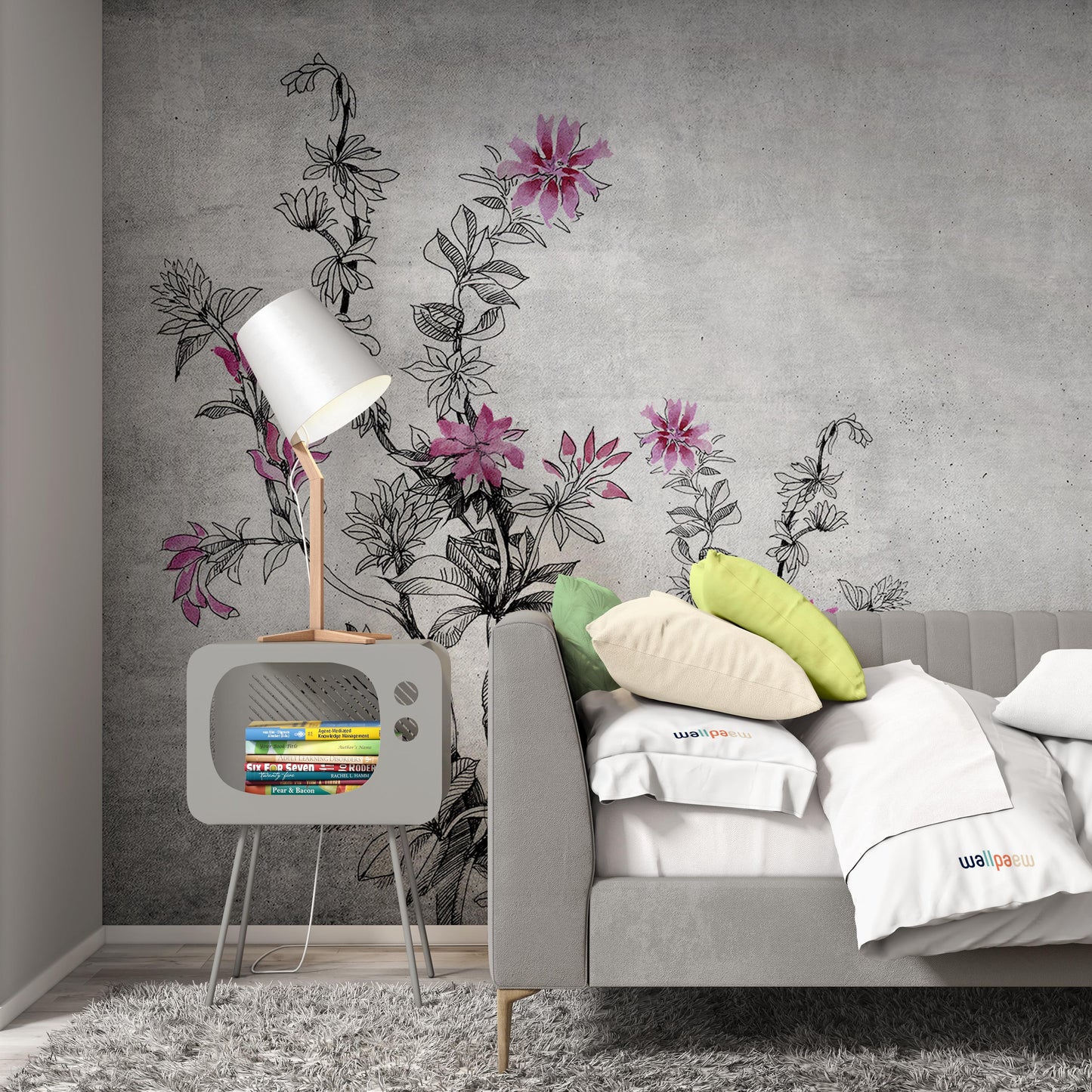 Garden Flowers Floral Wallpaper Self Adhesive Peel and Stick Wall Sticker Wall Decoration Minimal Scandinavian Design Removable