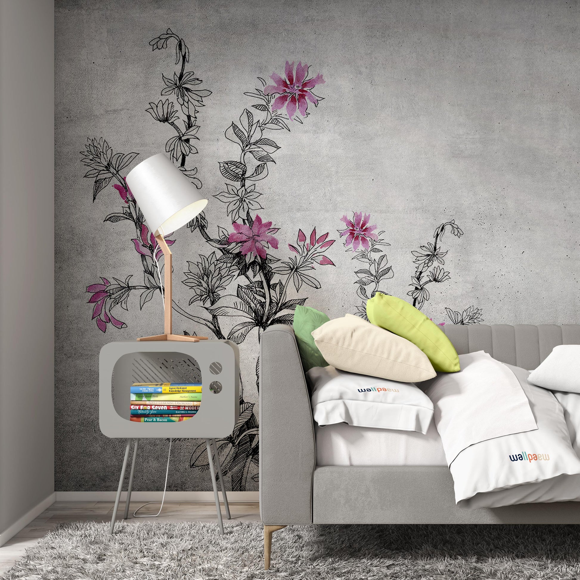 Garden Flowers Floral Wallpaper Self Adhesive Peel and Stick Wall Sticker Wall Decoration Minimal Scandinavian Design Removable