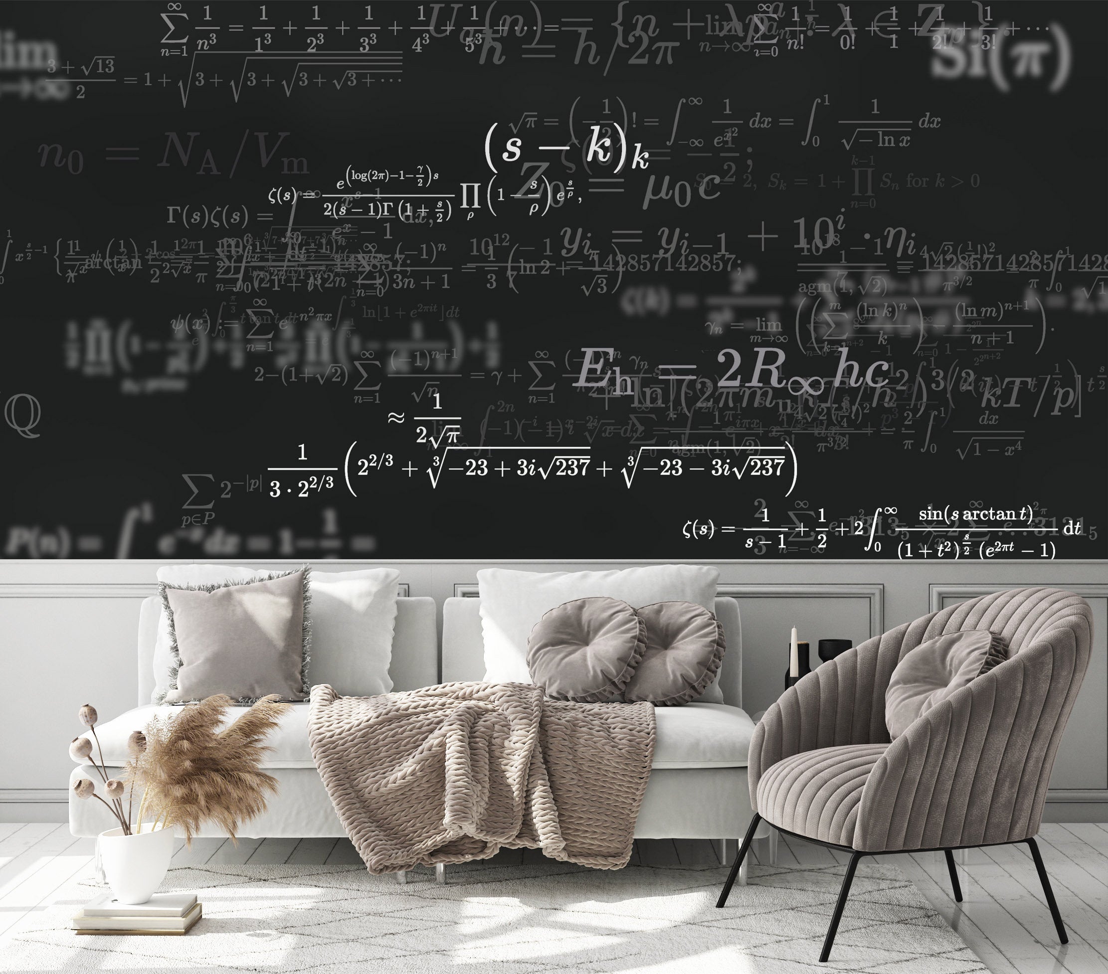 Mathematics and Physics Mathematical Algorithms on Dark Background Wallpaper Self Adhesive Peel and Stick Wall Sticker Wall Decoration