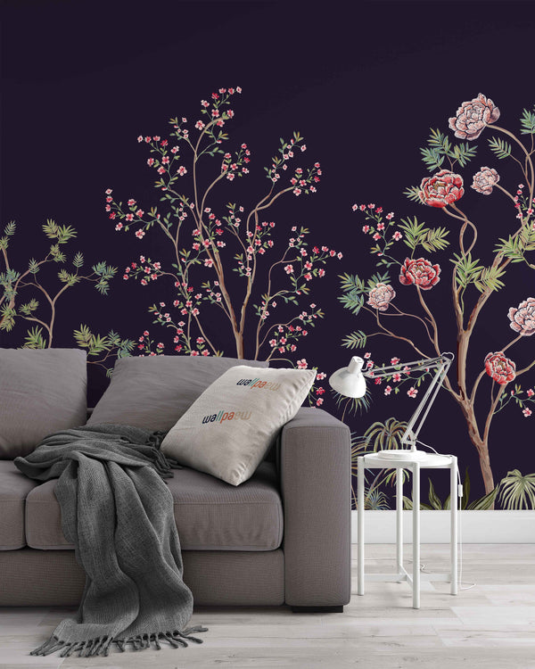 Beautiful Exotic Chinoiserie Rose Wallpaper Self Adhesive Peel and Stick Wall Sticker Wall Decoration Scandinavian Removable