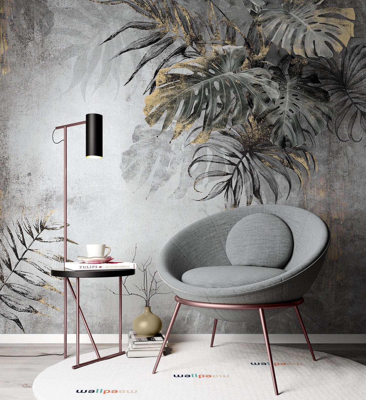 Vintage Style Decorative Leaves Luxury Background Wallpaper Self Adhesive Peel & Stick Wall Sticker Wall Decoration Scandinavian Design