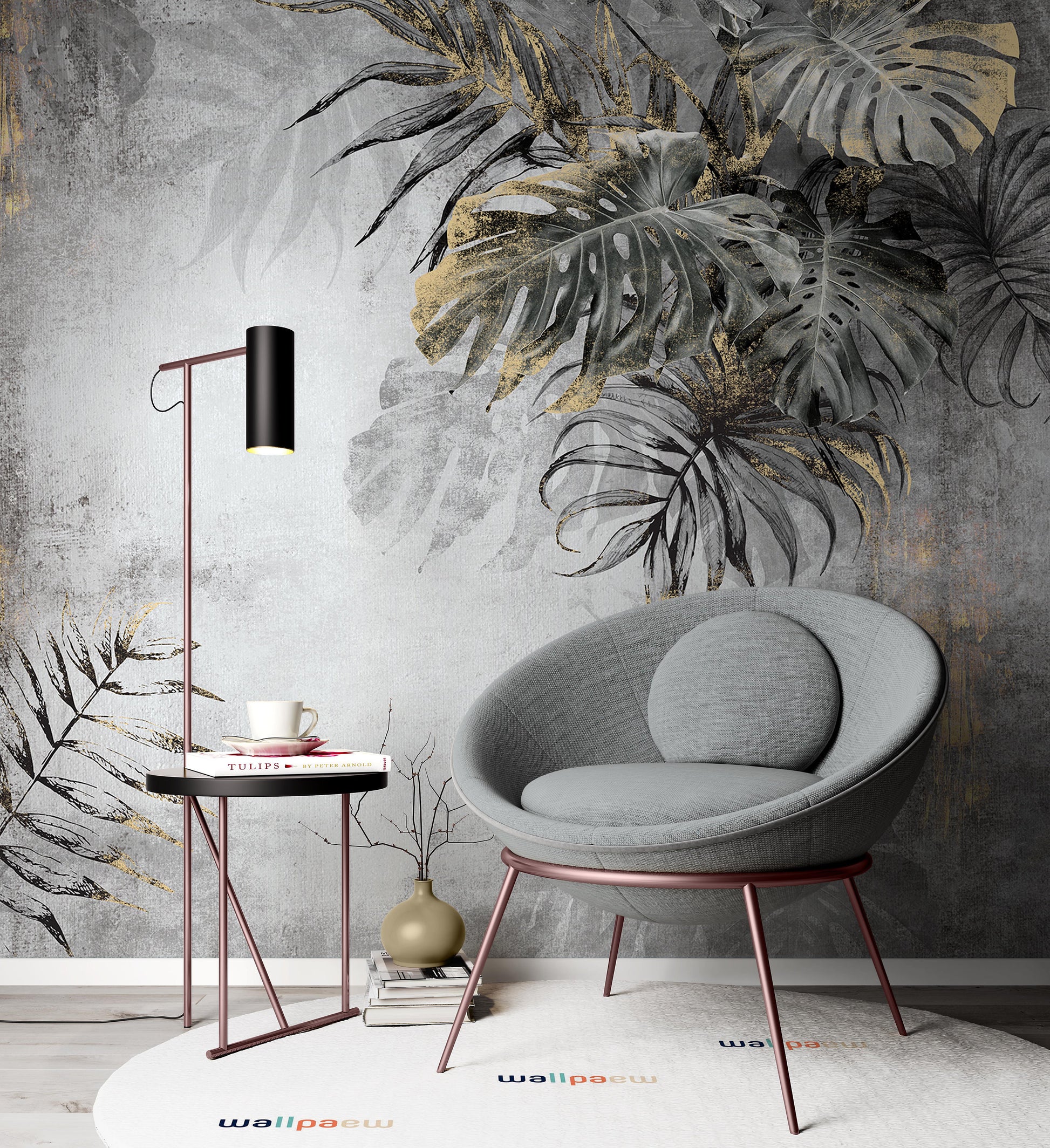 Vintage Style Decorative Leaves Luxury Background Wallpaper Self Adhesive Peel & Stick Wall Sticker Wall Decoration Scandinavian Design