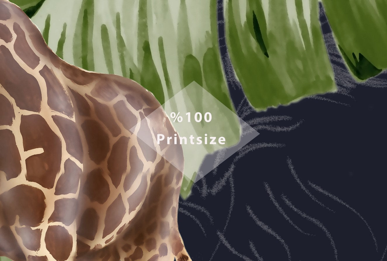 The Dark Background of the Rainforest&#39;s Dense Foliage Giraffe Family Wallpaper Self Adhesive Peel and Stick Wall Sticker Wall Decoration