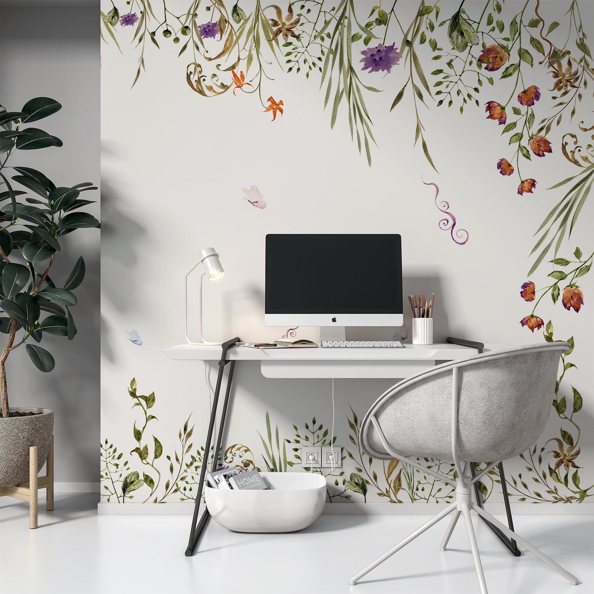 Colorful Garden Flowers Floral Background Wallpaper Vintage Self Adhesive Peel and Stick Home House Wall Decoration Removable
