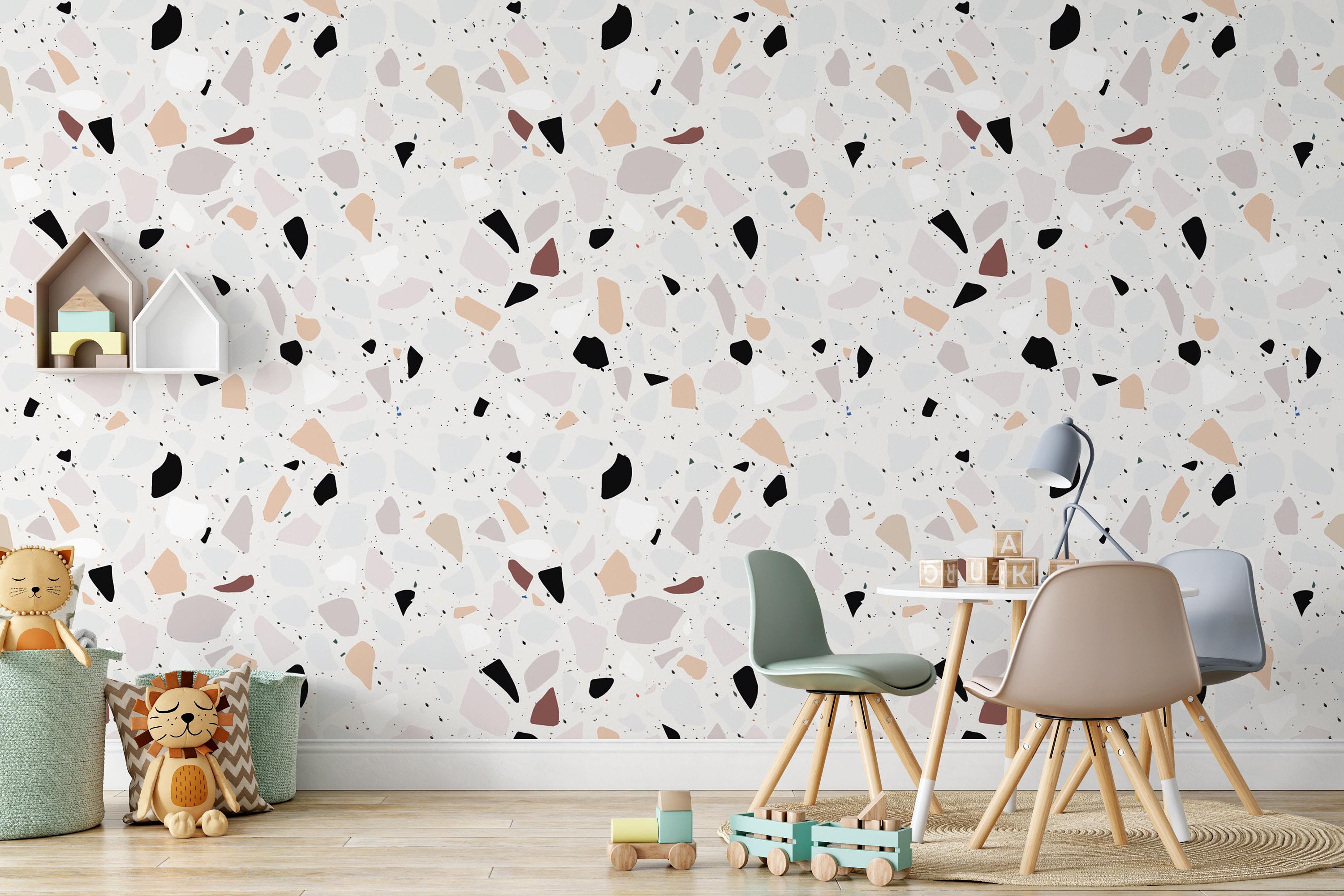 Abstract Venetian Terrazzo Imitation Pattern Stone Fragments Wallpaper Self Adhesive Peel and Stick Wall Sticker Wall Decoration Removable