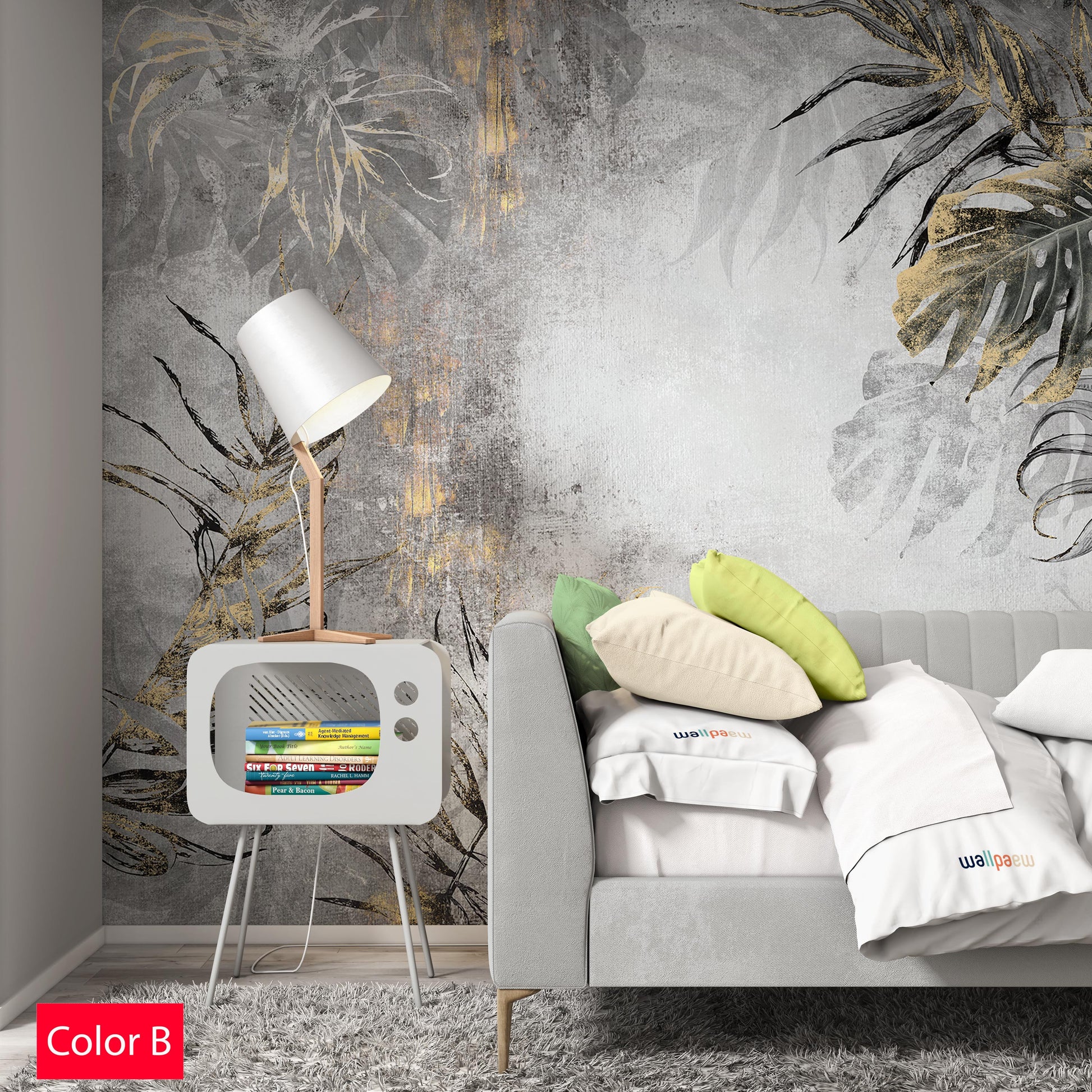 Vintage Style Decorative Leaves Luxury Background Wallpaper Self Adhesive Peel & Stick Wall Sticker Wall Decoration Scandinavian Design