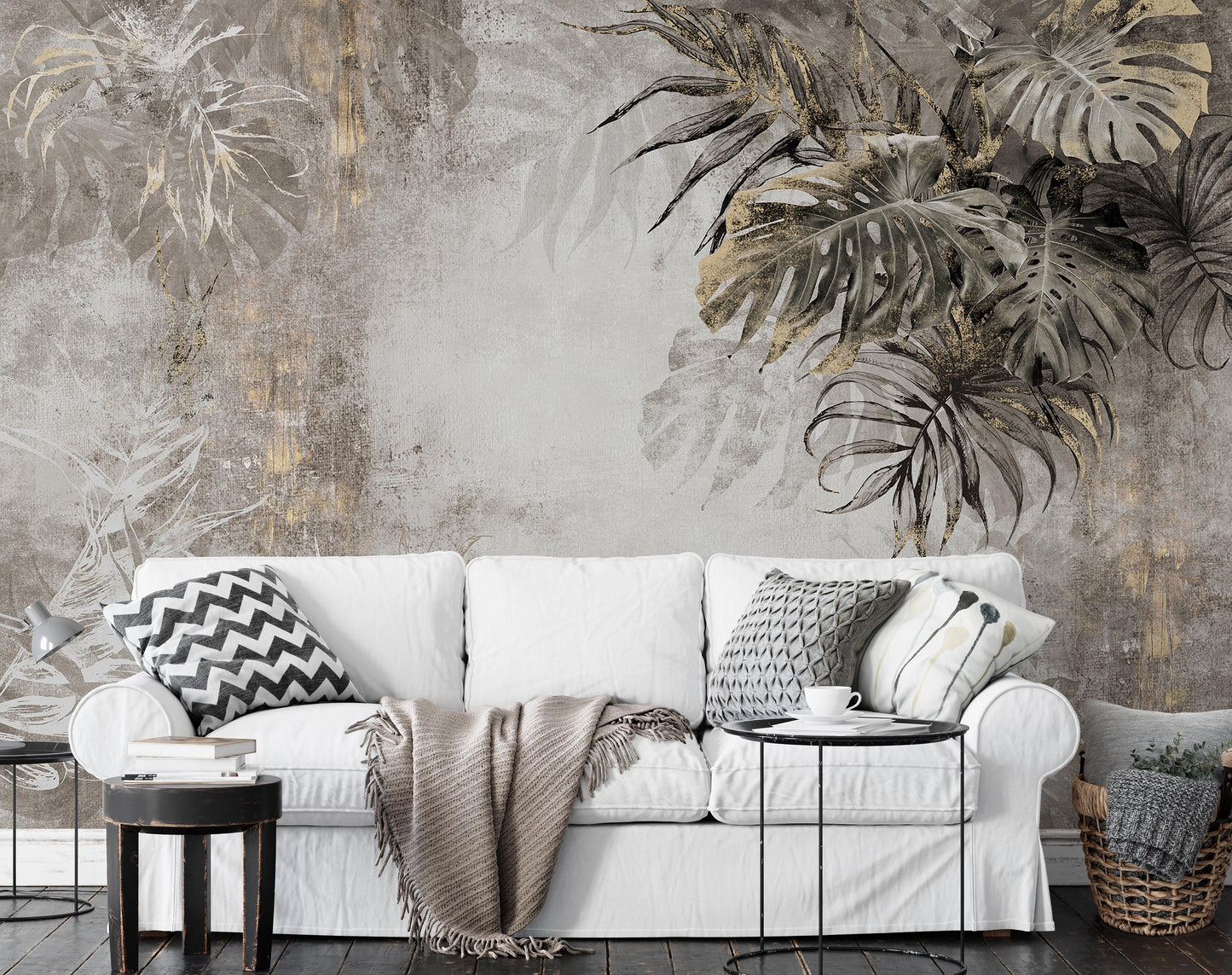 Vintage Style Decorative Leaves Luxury Background Wallpaper Self Adhesive Peel & Stick Wall Sticker Wall Decoration Scandinavian Design