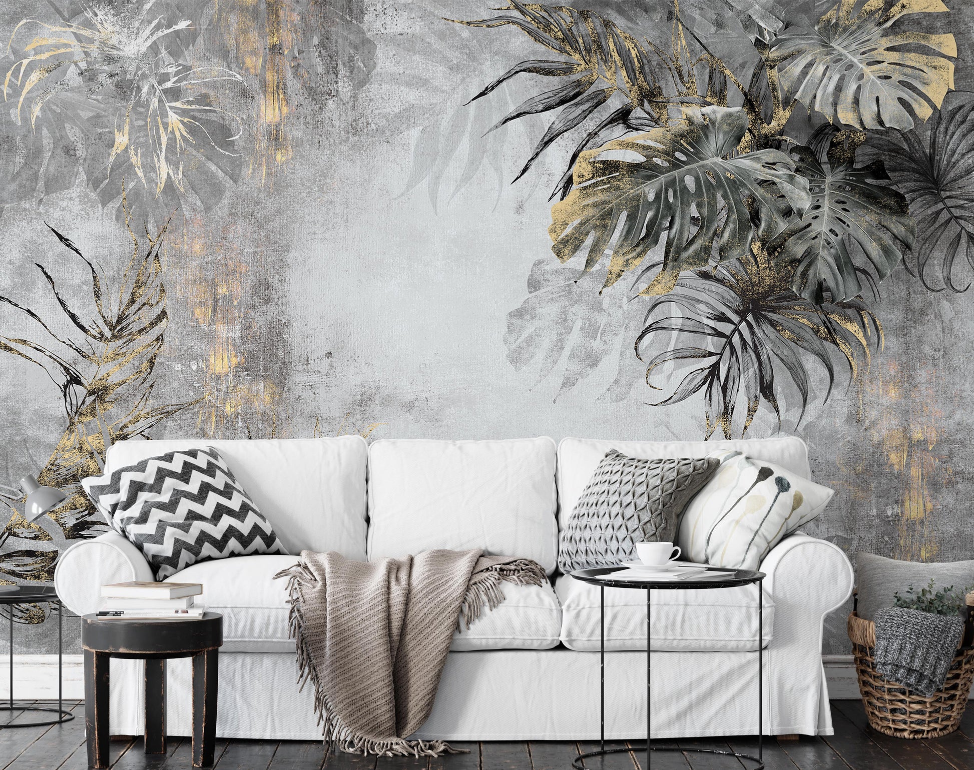 Vintage Style Decorative Leaves Luxury Background Wallpaper Self Adhesive Peel & Stick Wall Sticker Wall Decoration Scandinavian Design