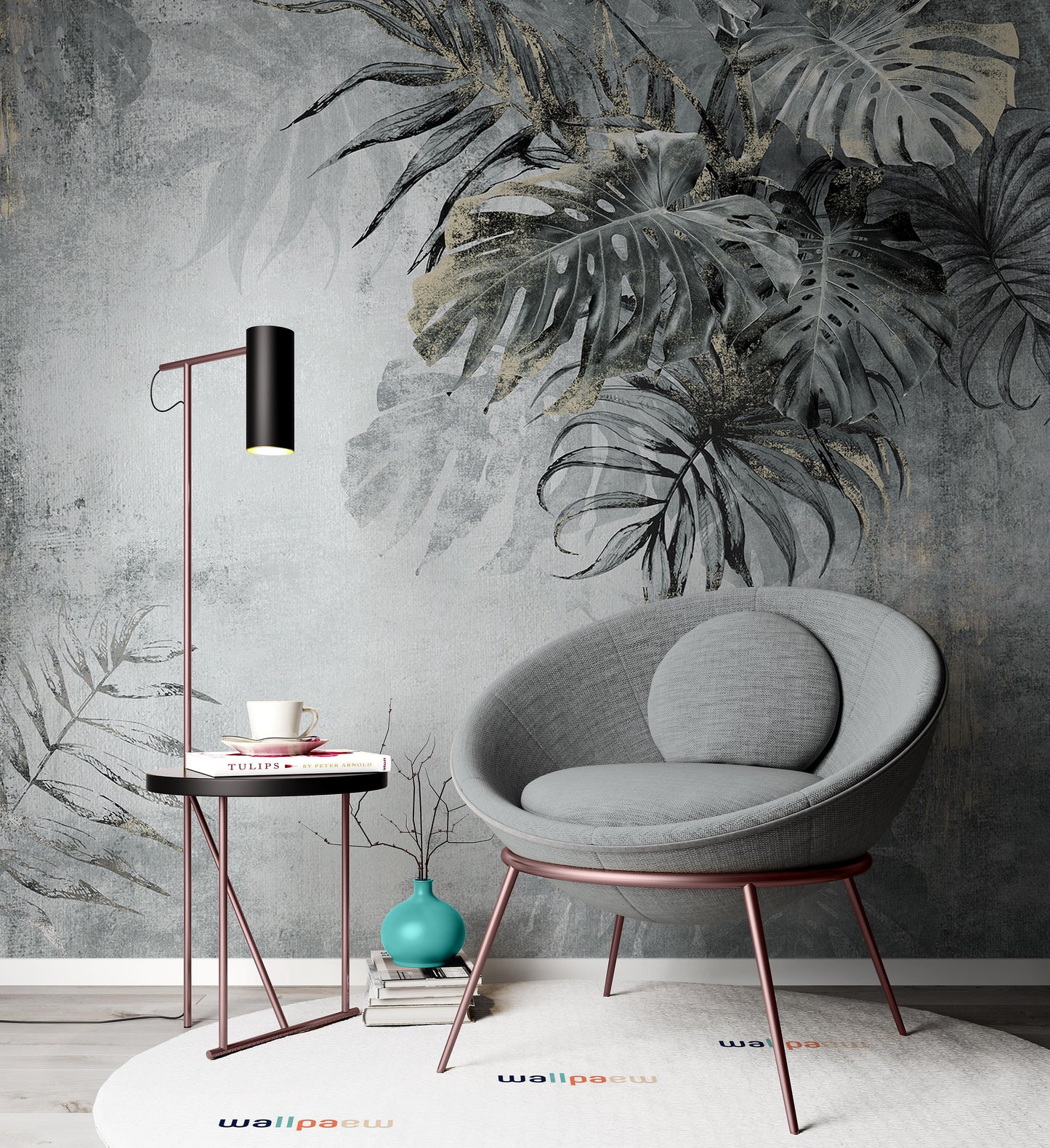 Vintage Style Decorative Leaves Luxury Background Wallpaper Self Adhesive Peel & Stick Wall Sticker Wall Decoration Scandinavian Design