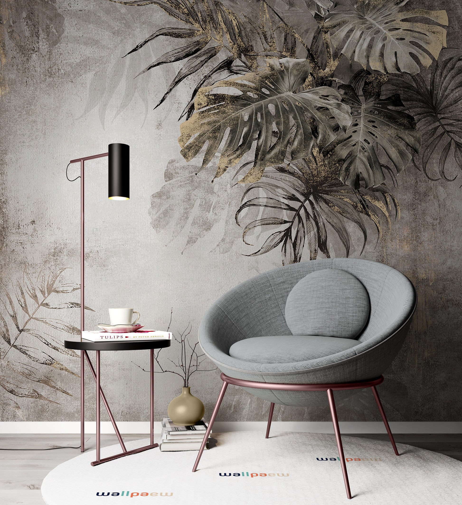 Vintage Style Decorative Leaves Luxury Background Wallpaper Self Adhesive Peel & Stick Wall Sticker Wall Decoration Scandinavian Design