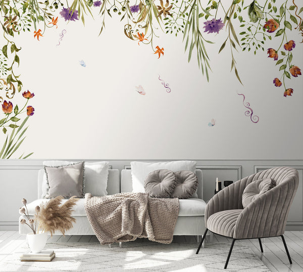 Summer Flowers Modern Floral Background Wallpaper Vintage Self Adhesive Peel and Stick Home House Wall Decoration Removable