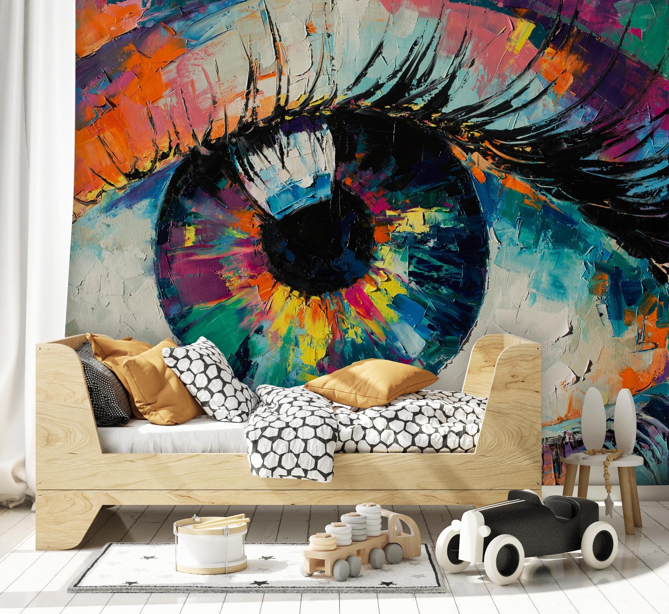 Conceptual Abstract Picture of the Eye Oil Painting in Colorful Colors Wallpaper Self Adhesive Peel and Stick Wall Sticker Wall Decoration