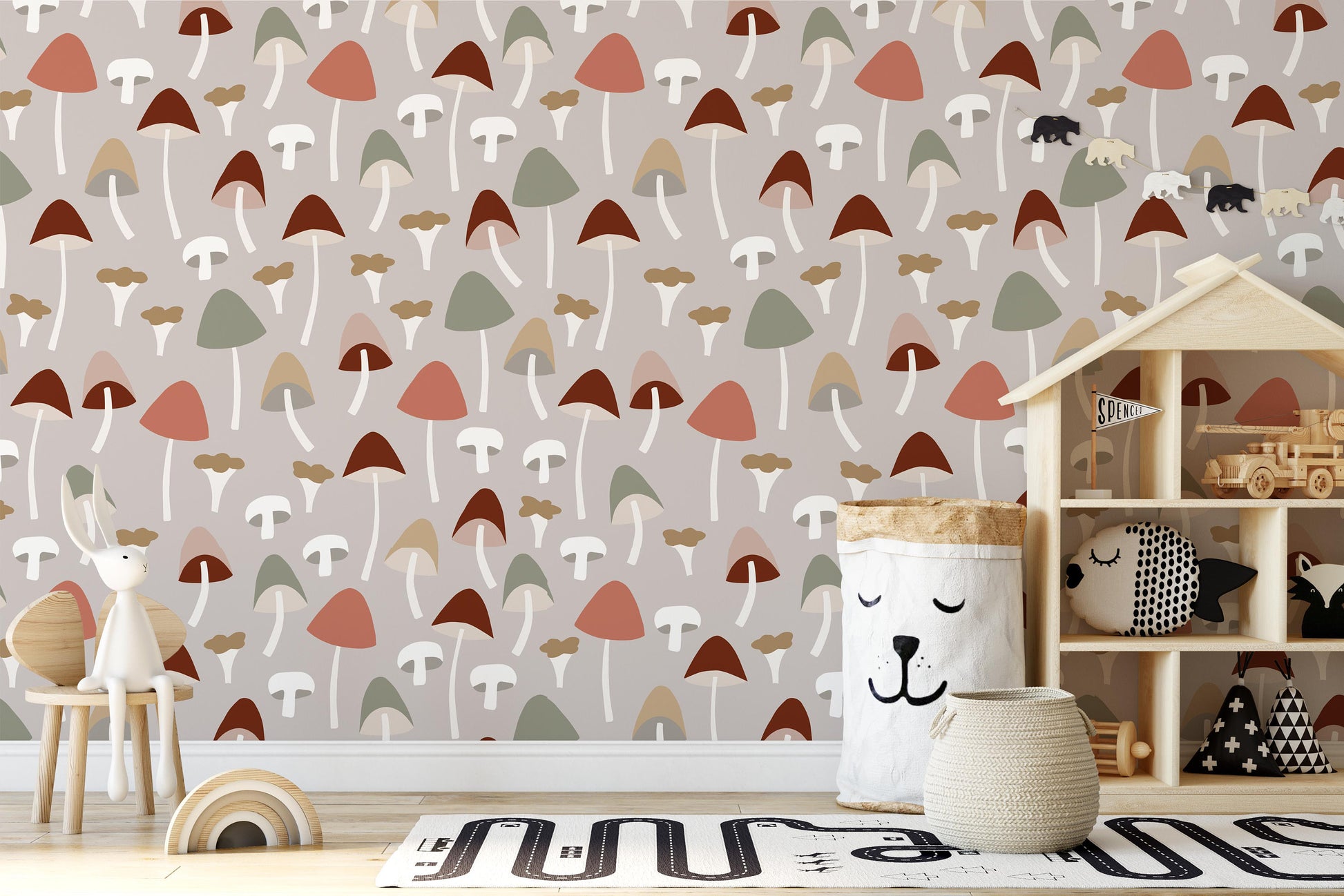 Big and Small Various Colorful Whole and Cut Mushrooms  Wallpaper Self Adhesive Peel and Stick Wall Decoration Scandinavian Removable