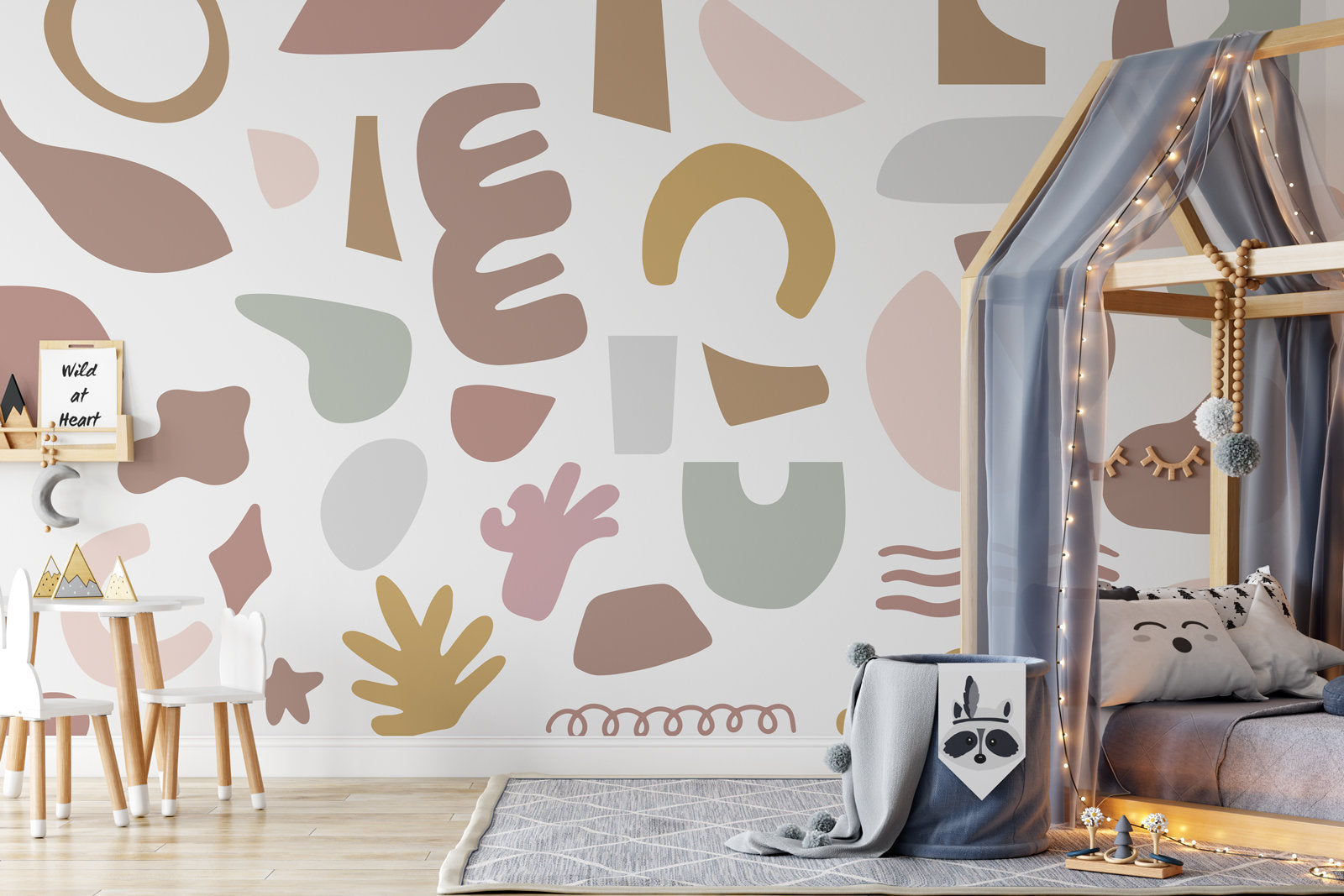 Colorful Big Soft Edge Magnet Hamburger Shapes Wallpaper Self Adhesive Peel and Stick Wall Decoration Minimalistic Scandinavian Removable