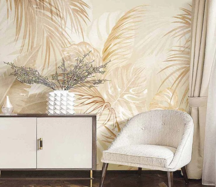 Big Autumn Tree Leaves Abstract Design Floral Wallpaper Self Adhesive Peel and Stick Wall Sticker Wall Decoration Removable