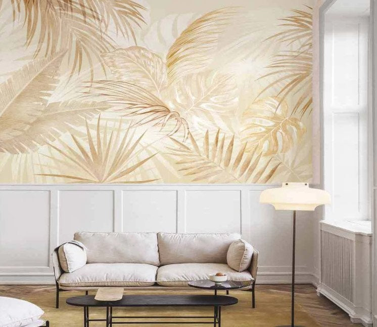 Big Autumn Tree Leaves Abstract Design Floral Wallpaper Self Adhesive Peel and Stick Wall Sticker Wall Decoration Removable