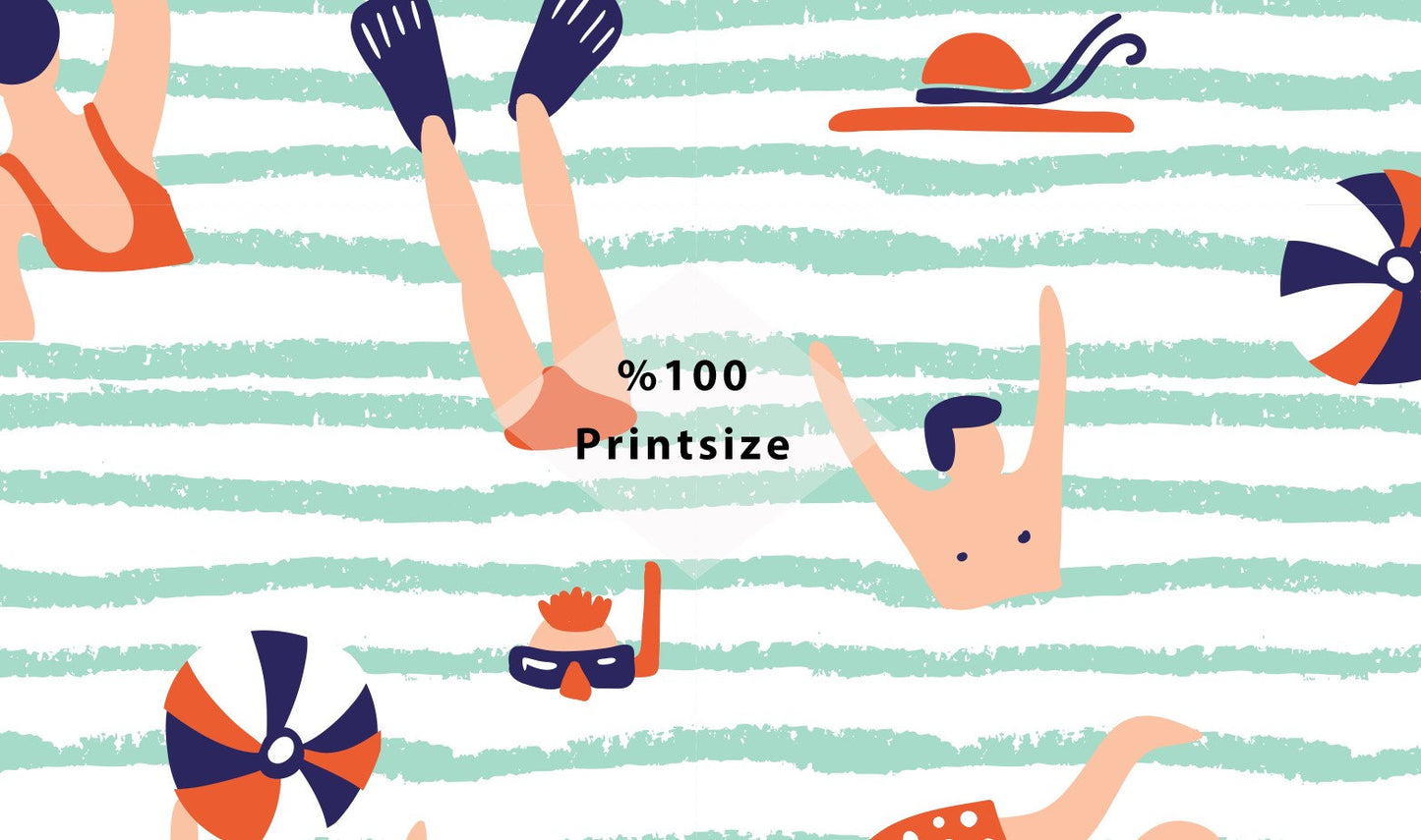People Playing Volleyball and Swimming Sea Swimmers Funny Wallpaper Self Adhesive Peel and Stick Wall Decoration Removable