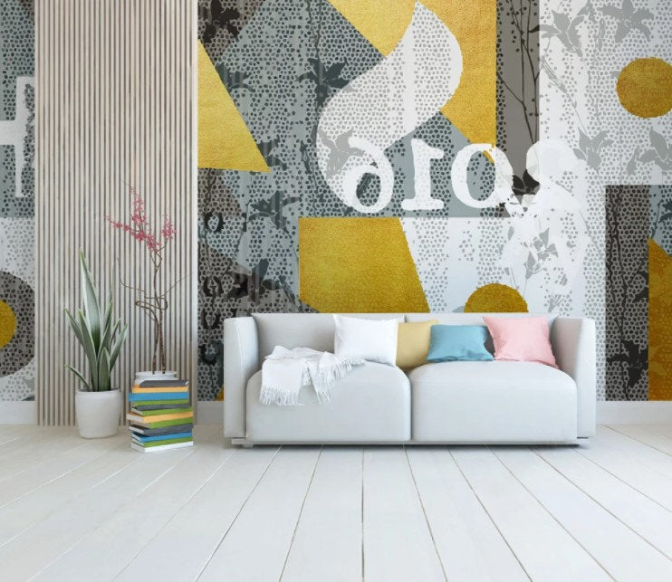 Abstract Articles Girl Geometric Shapes Wallpaper Self Adhesive Peel and Stick Wall Sticker Wall Decoration Removable