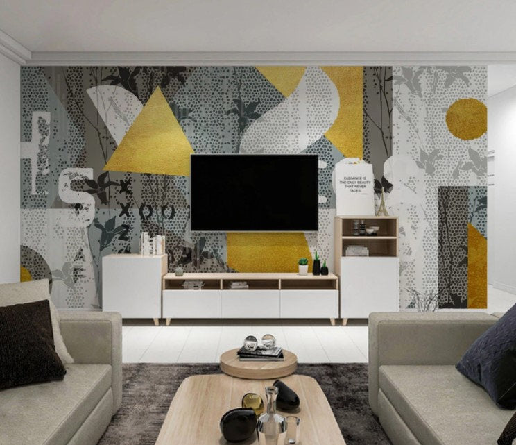 Abstract Articles Girl Geometric Shapes Wallpaper Self Adhesive Peel and Stick Wall Sticker Wall Decoration Removable