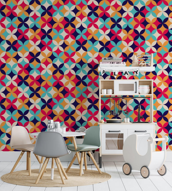 Abstract Vivid Color Colorful Flower pattern Background Wallpaper Self Adhesive Peel and Stick Wall Decoration Scandinavian Design Removable