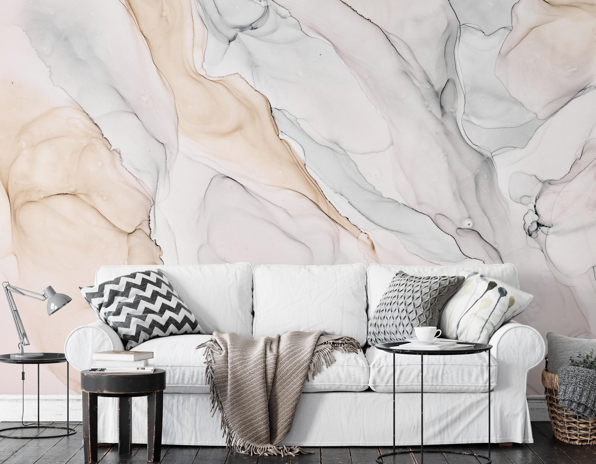Soft Color Ink Abstract Multicolored Marble Texture Wallpaper Self Adhesive Peel & Stick Wall Sticker Wall Decoration Removable