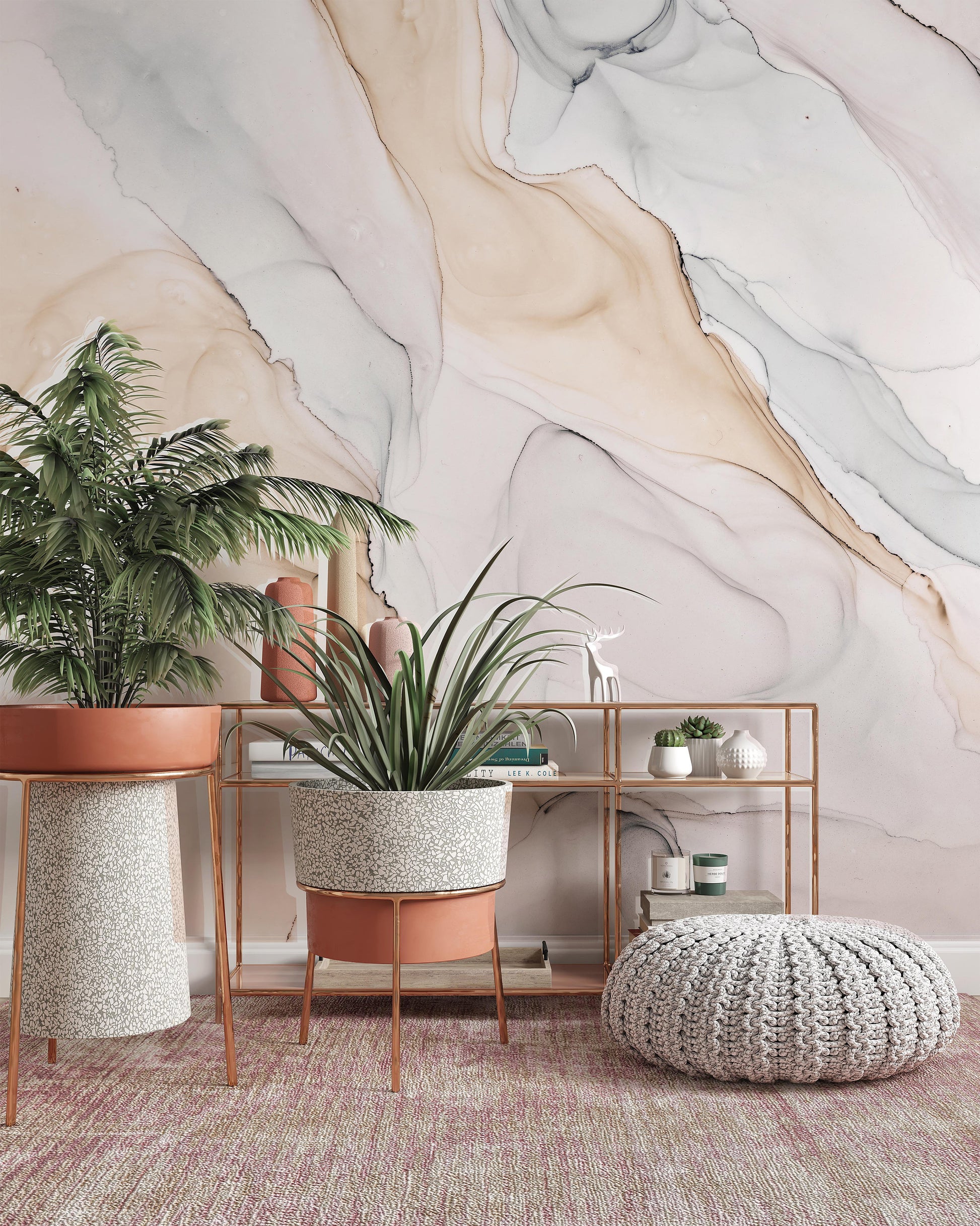 Soft Color Ink Abstract Multicolored Marble Texture Wallpaper Self Adhesive Peel & Stick Wall Sticker Wall Decoration Removable