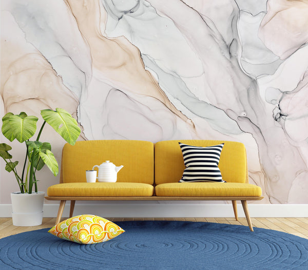 Soft Color Ink Abstract Multicolored Marble Texture Wallpaper Self Adhesive Peel & Stick Wall Sticker Wall Decoration Removable