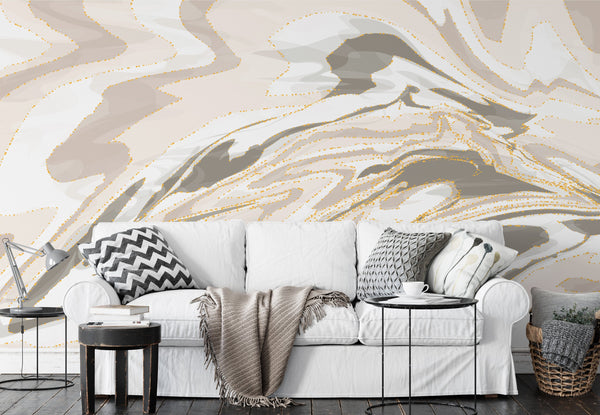 Gold Black White Marble Artistic Design Trendy Wallpaper Self Adhesive Peel and Stick Wall Sticker Wall Decoration Scandinavian Removable