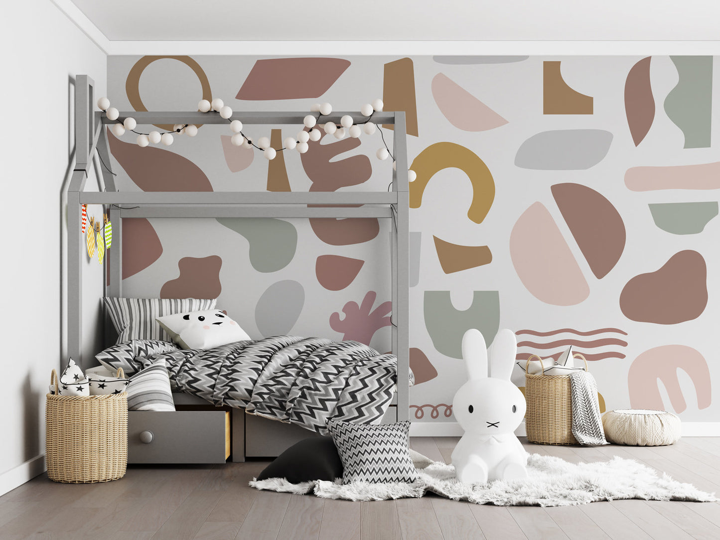Colorful Big Soft Edge Magnet Hamburger Shapes Wallpaper Self Adhesive Peel and Stick Wall Decoration Minimalistic Scandinavian Removable