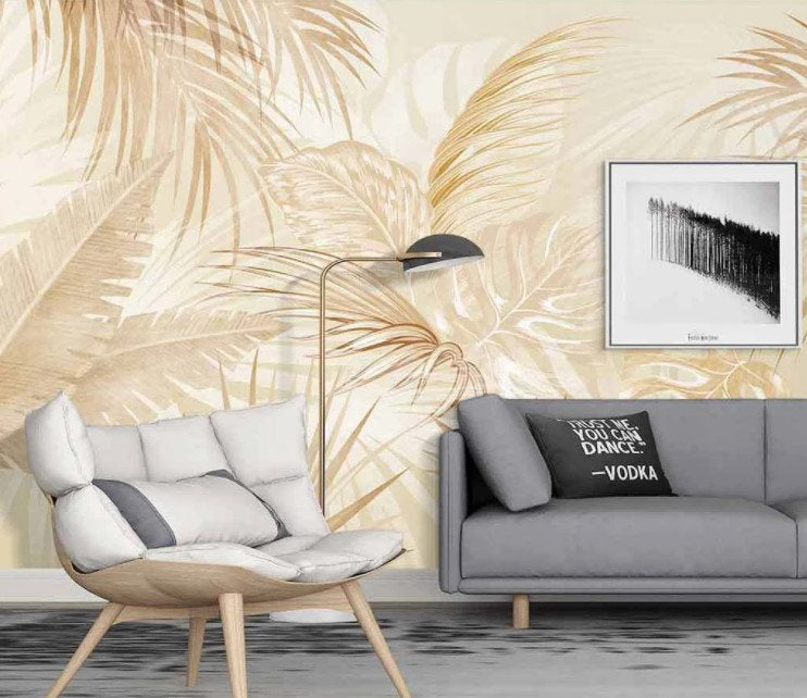 Big Autumn Tree Leaves Abstract Design Floral Wallpaper Self Adhesive Peel and Stick Wall Sticker Wall Decoration Removable