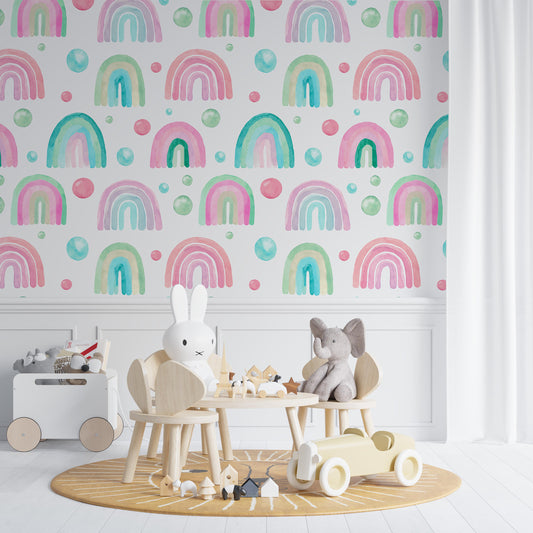 Pastel Colorful Rainbow Big and Small Balloons Kids Room Nursery Wallpaper Self Adhesive Peel and Stick Wall Decoration Removable