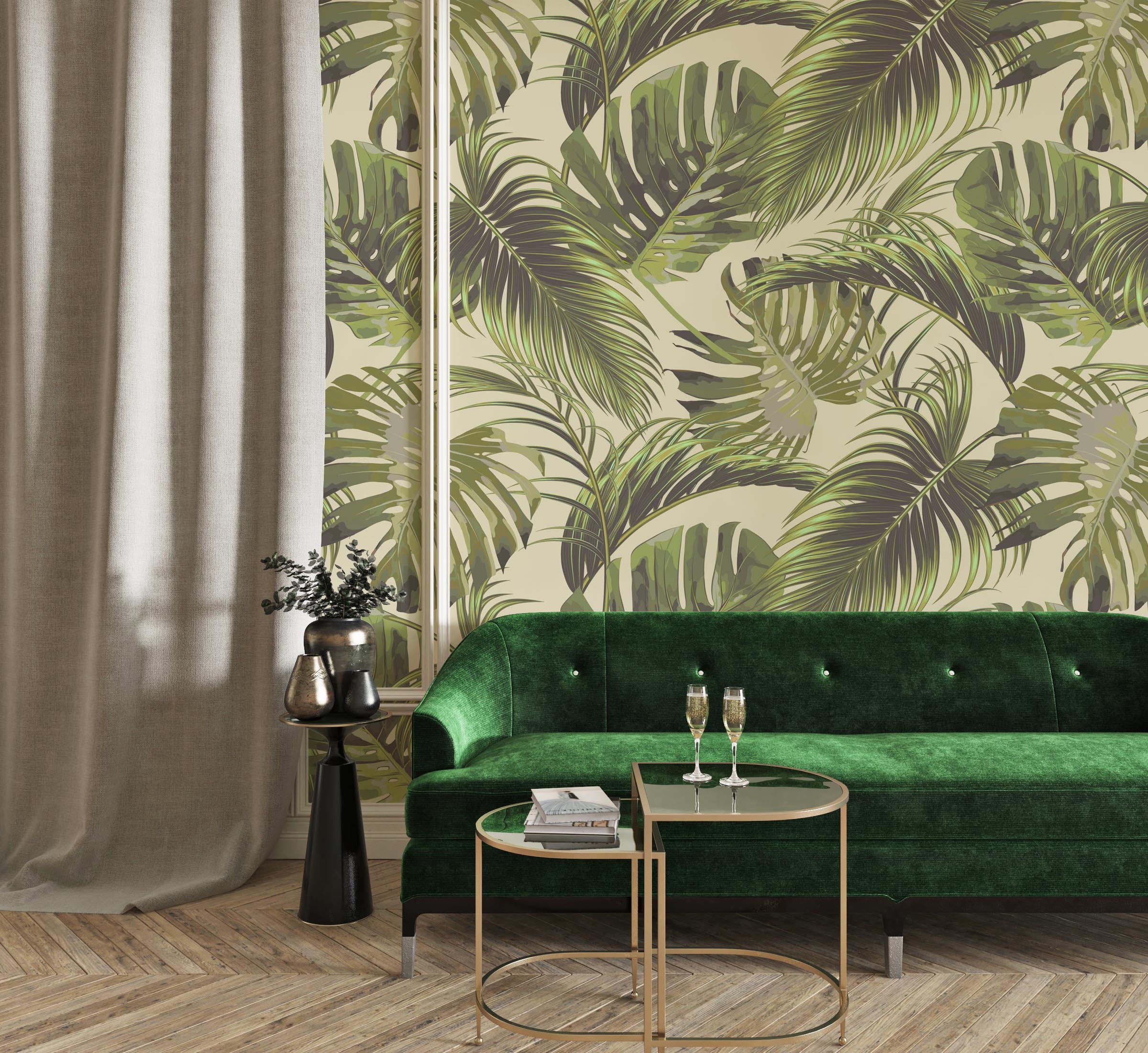 Tropical Palm Leaves Forest Leaf Modern Wallpaper Self Adhesive Peel and Stick Wall Sticker Wall Decoration Removable