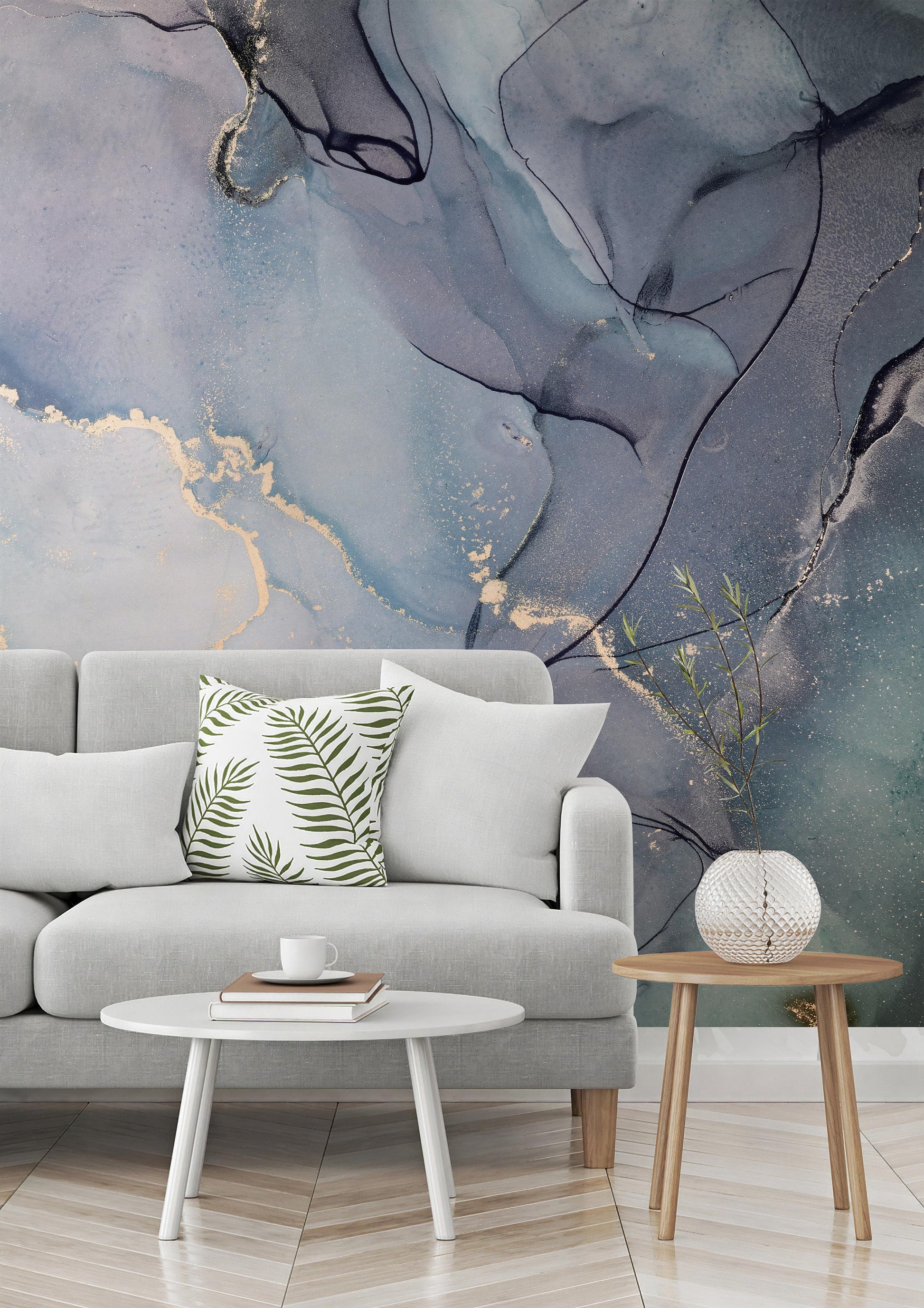 Modern Fluid Art Abstract Ink and Gold Veins Luxury Wallpaper Self Adhesive Peel & Stick Wall Sticker Wall Decoration Removable